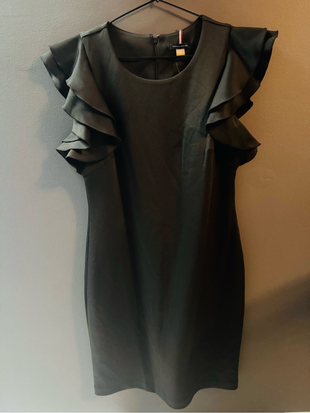 Tommy Hilfiger Black Ruffle Sleeve Sheath Dress